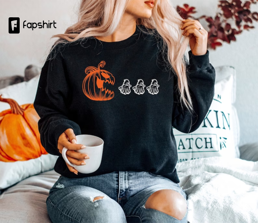 Pumpkin Halloween Sweatshirt, Halloween Ghost Sweatshirt, Halloween Sweatshirt, Ghost Shirt, Pumpkin Shirt, Fall Sweatshirt for Women