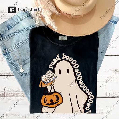 Halloween Teacher Shirts,Ghost Reading T-shirt,Retro Halloween Teacher T-shirt,Spooky Season,Fall Teacher Shirts,Teacher Clothes,