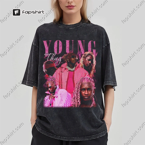 Young Thug Pink Hair Graphic T-Shirt, Retro Y2k American Rapper Sweatshirt, Young Thug Merch, Punk Albums, 90s Hip Hop Music Gift For Fan