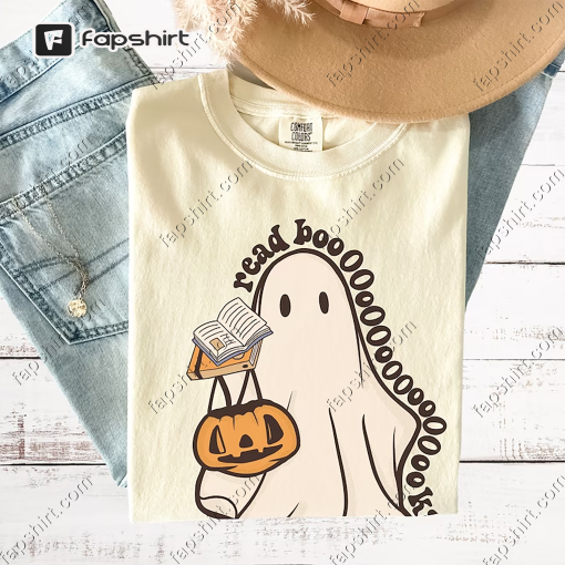 Halloween Teacher Shirts,Ghost Reading T-shirt,Retro Halloween Teacher T-shirt,Spooky Season,Fall Teacher Shirts,Teacher Clothes,