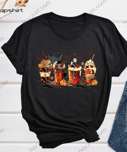 Horror Movie Coffee Latte Shirt, Horror Characters…