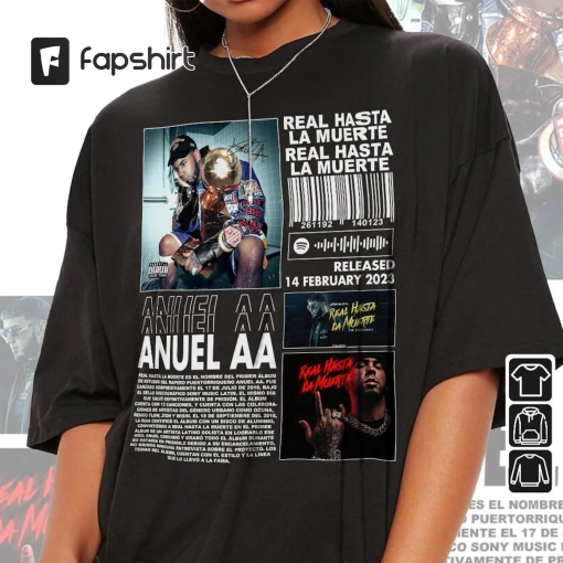 Anuel AA Rap Shirt, Real Hasta La Muerte 90s Y2K Merch Vintage Rapper Hiphop Sweatshirt, Anuel AA Retro Unisex Gift Bootleg Hoodie Rap2006DK