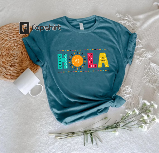 Hola Tshirt,Retro Hola Sunshine Shirt,Spanish Teacher Gift,Mexican Woman Gift ,Hola Spanish Outfit,Matching Vacation Tee,Latina Shirt