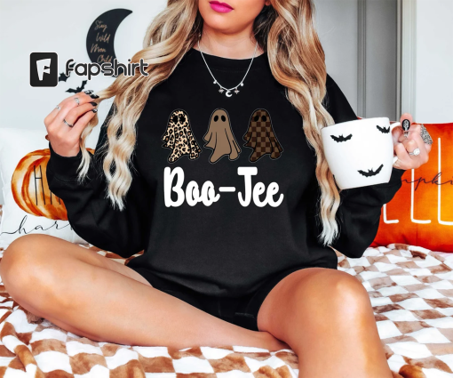 Boujee Boo-Jee Sweatshirt, Leopard Ghost Sweatshirt, Halloween Spooky Shirt, Cute Ghost Shirt, Halloween Kids Shirt, Cute Onesie Shirt