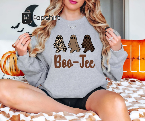 Boujee Boo-Jee Sweatshirt, Leopard Ghost Sweatshirt, Halloween Spooky Shirt, Cute Ghost Shirt, Halloween Kids Shirt, Cute Onesie Shirt