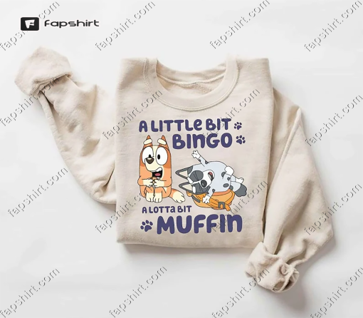 Vintage Bingo and Muffin T-Shirt, Cute Little Muffin Bingo Sweatshirt, Bluey Friends Hoode, Bluey Bingo Merch, Gift For Family