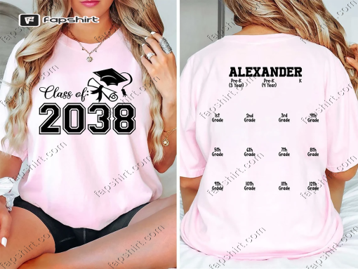 Class of 2038 Handprint Shirt For PreK-12, Class of 2038 Shirt Handprint Shirt, Class of 2038 Memory Shirt, Custom Class of Shirt