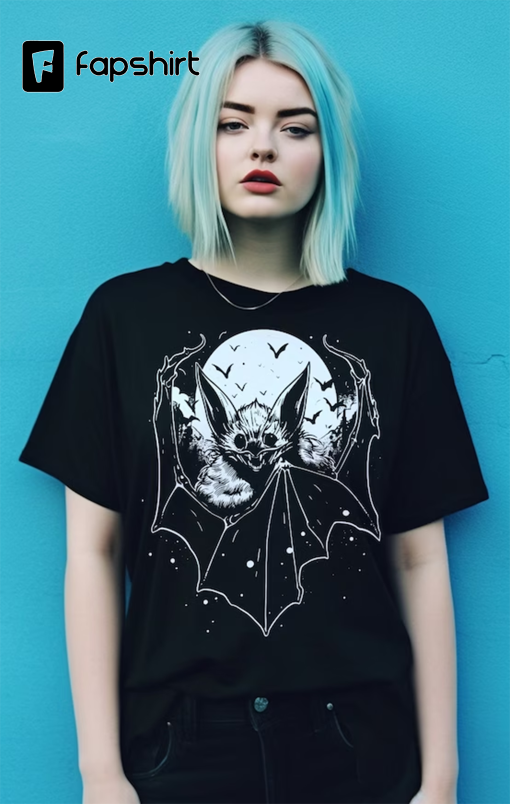 Bat T-Shirt | Dark Cottagecore Clothing | Dark Academia Aesthetic | Goblincore Shirt | Witchy Apparel | Cute Goth Tee | Creepy Spooky Cute