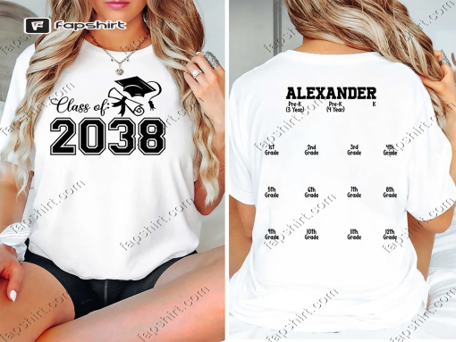 Class of 2038 Handprint Shirt For PreK-12, Class of 2038 Shirt Handprint Shirt, Class of 2038 Memory Shirt, Custom Class of Shirt