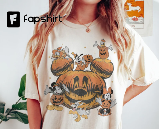 Mickey Halloween Pumpkin Comfort Colors Shirt, Mickey and Friends Halloween Shirt, Halloween Pumpkin Shirt, Halloween Womens Shirt