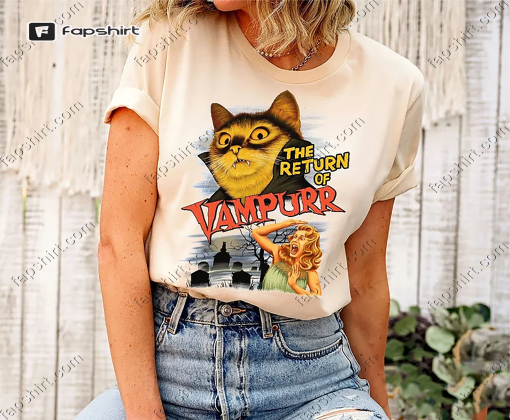 The return of Vampurr Cat Comfort Colors® Shirt, Vintage Halloween T-Shirt, Funny Cat HalloweenTee, Scarry Halloween Shirt, Halloween Gifts