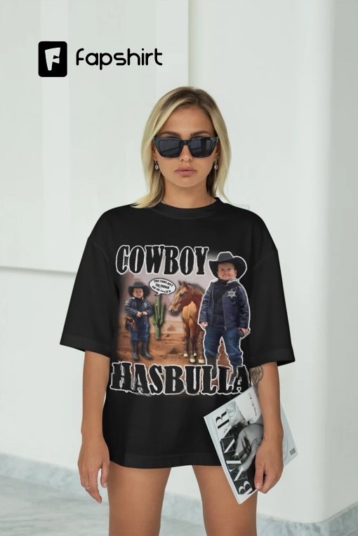 Hasbulla Cowboy Shirt, Retro 90s Graphic Tee, Mini Khabib T-Shirt, Vintage Bootleg, Trending Tiktok, Streetwear Fashion, Meme Funny Shirt