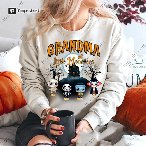 Personalized Grandma Monster Halloween Shirt-This Grandma Loves Her Little Monsters-Nana Mimi Shirt For Halloween-Nana Little Monster Shirt