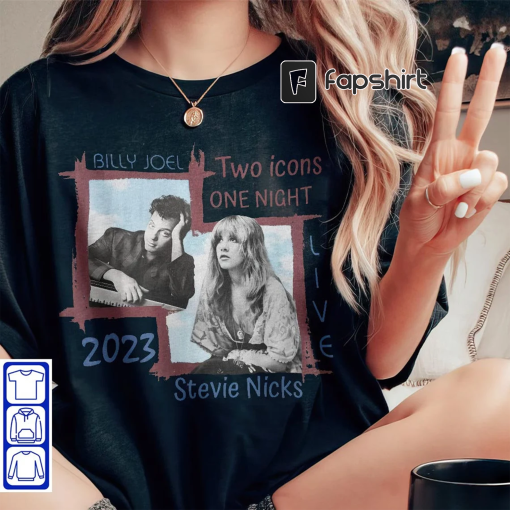 Billy Joel Stevie Nick Two Icons One Night Shirt, Billy Joel Sweatshirt, Billy Joel Hoodie, Billy Joel Stevie Nick 2023 Shirt