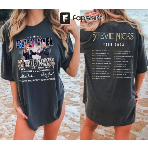 Comfort Colors – 2023 Billy Joel Stevie Nick Two Icons One Night Shirt, Billy Joel T-shirt, Billy Joel Stevie Nick Signatures Shirt