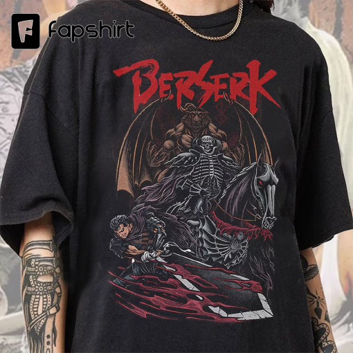 Limited Retro Vintage Berserk Tee Shirt From The Anime Manga Trendy Anime Apparel for Anime Fans Trendy Enthusiasts Fashion Anime Apparel