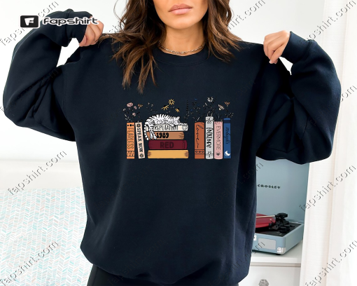 Music Albums as Books Sweatshirt and Hoodie, Music Shirt Gift for 2023 Concert, Music Lover Fan Merch Shirt, Books and Cat Music Tee- TC013