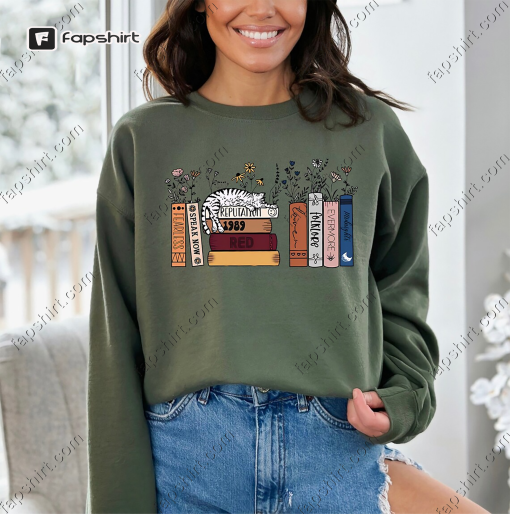 Music Albums as Books Sweatshirt and Hoodie, Music Shirt Gift for 2023 Concert, Music Lover Fan Merch Shirt, Books and Cat Music Tee- TC013