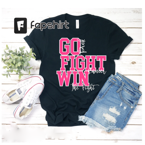 Go Fight WIN Breast Cancer football awareness october Pink Out Ribbon shirt