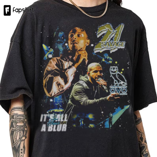 Drake x 21 Savage 90s Vintage Bootleg Style Rap T-Shirt | 21 Savage Rap Hip Hop TShirt | It’s All a Blur Tour 90s Vintage Sweatshirt