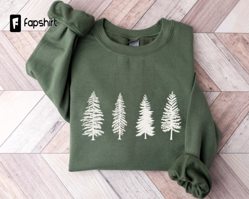 Camping Sweatshirt, Pine Tree Sweatshirt, Evergreen Trees, Gift for Nature Lover, Travel, Hiking Shirt, Nature Crewneck Sweatshirt for Women