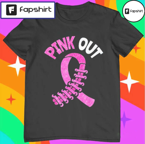 Cute Pink Ribbon Breast Cancer Awareness Football Pink Out Shirt