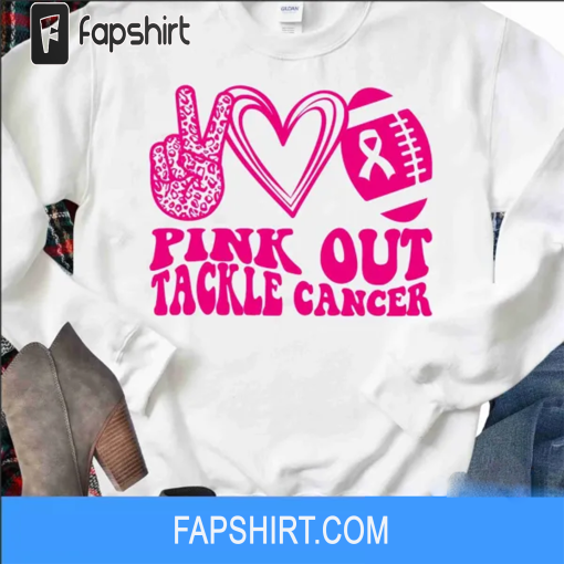 Pink Out Tackle Cancer SVG • Breast Cancer Awareness Pink Ribbon tshirt