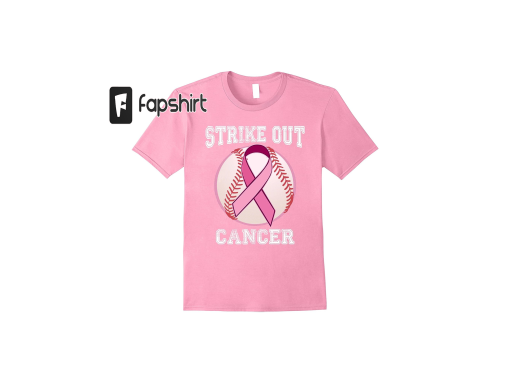 Breast Cancer Awareness Strike Out Cancer Baseball T Shirt-T-Shirt