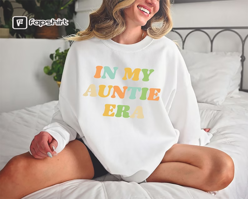 In My Auntie Era Shirt, Funny Gift For Auntie To Be, Retro Baby Announcement Sweatshirt, Cool Aunt Sweater, Trendy Birthday Gift For Auntie