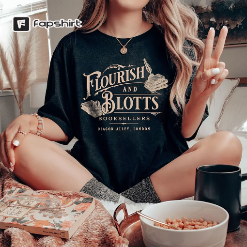 Flourish Blotts Comfort Color Shirt, Bookish Shirt, HP Fan, Potter Shirt Wizard Book Magic Wizard Vintage tee Witchcraft School Gift For Her