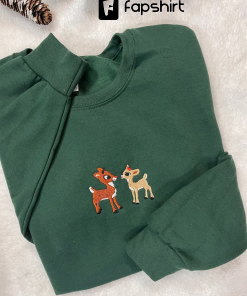 Classic Rudolph and Clarice Embroidered Sweatshirt, Christmas…