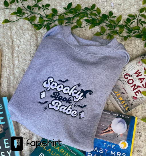 Spooky Book Babe/ Halloween Bookish Merch / Embroidered Halloween Sweatshirt / Bookish embroidered Sweatshirt / Halloween Merch