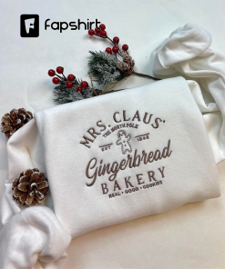 Mrs Claus Gingerbread Christmas Embroidered Sweatshirt