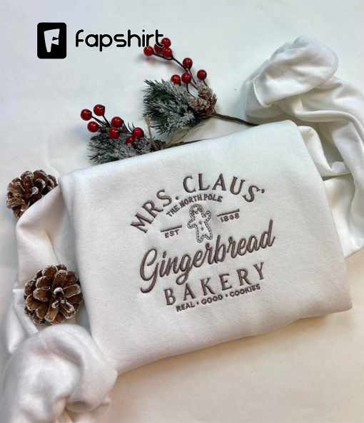 Mrs Claus Gingerbread Christmas Embroidered Sweatshirt