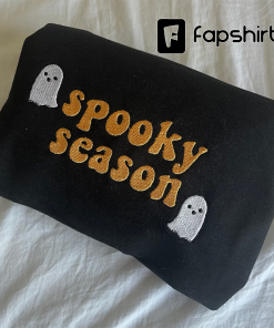 Spooky Season Ghost Embroidered Halloween crewneck sweater