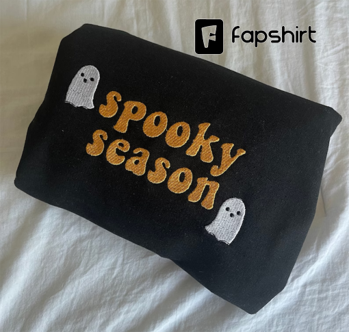 Spooky Season Ghost Embroidered Halloween crewneck sweater