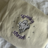 Spooky Season Ghost Embroidered Halloween crewneck sweater