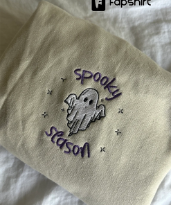 Spooky Season Embroidered Ghost Sweatshirt, Halloween Sweatshirt,…