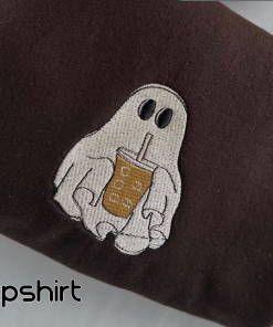 Ghost With Coffee Sweatshirt, Fall Coffee Sweatshirt,…