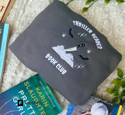 Thriller Reader Book Club/ Thriller Bookish Merch / Embroidered Halloween Sweatshirt / Bookish embroidered Sweatshirt / Halloween Merch