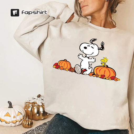 Snoopy Dog Autumn Pumpkins Sweatshirt, Peanuts Halloween Shirt, Halloween Shirt, Retro Halloween Shirt, Snoopy Shirt, Cute Fall Shirt