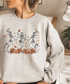 Dancing Skeleton Sweatshirt, Pumpkin Sweater, Pumpkin Skeleton…