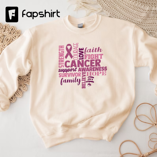 Cancer Sweatshirt, Family Cancer Sweatshirt, Pink Ribbon Sweatshirt, Cancer Survivor Sweatshirt, Cancer Warrior, Cancer Support Sweatshirt