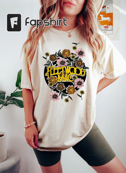 Fleetwood Mac Tshirt,Vintage Floral Retro Band Graphic Tee,Rock Band Sweatshirt,Unisex Music Lover Gifts,Distressed Band Rock and Roll Shirt