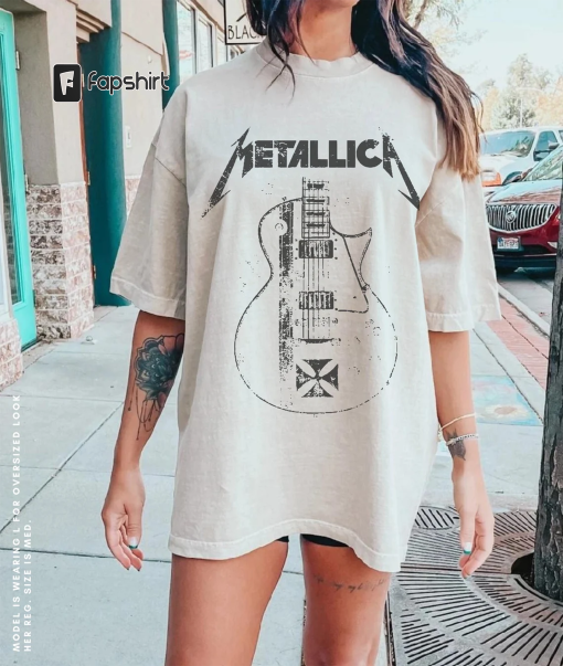 Metallica Unisex Shirt Distressed Guitar Tee Vintage Band Tee Metallica Tour Oversized T-Shirt Music Rock Festival Clothes