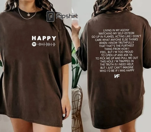 NF Happy Lyrics T-Shirt, NF Hope Tour Sweatshirt, 2023 Music Concert Merch, Rapper Album Hoodie, Long Sleeve, NF Fan Gift