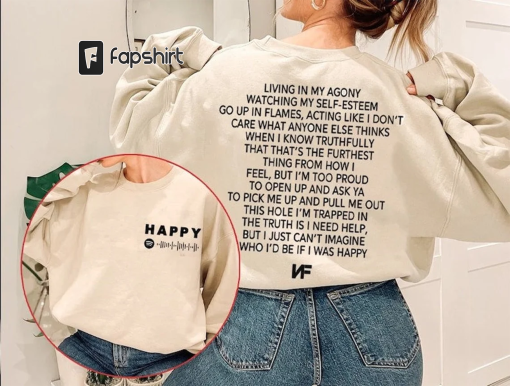 NF Happy Lyrics T-Shirt, NF Hope Tour Sweatshirt, 2023 Music Concert Merch, Rapper Album Hoodie, Long Sleeve, NF Fan Gift