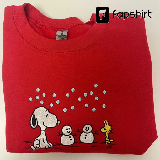 Snoopy Christmas Crewneck, Snow Snoopy Sweatshirt, Merry Christmas Embroidered Sweatshirt, Holiday Custom Crewneck Sweatshirt, Gifts for Her