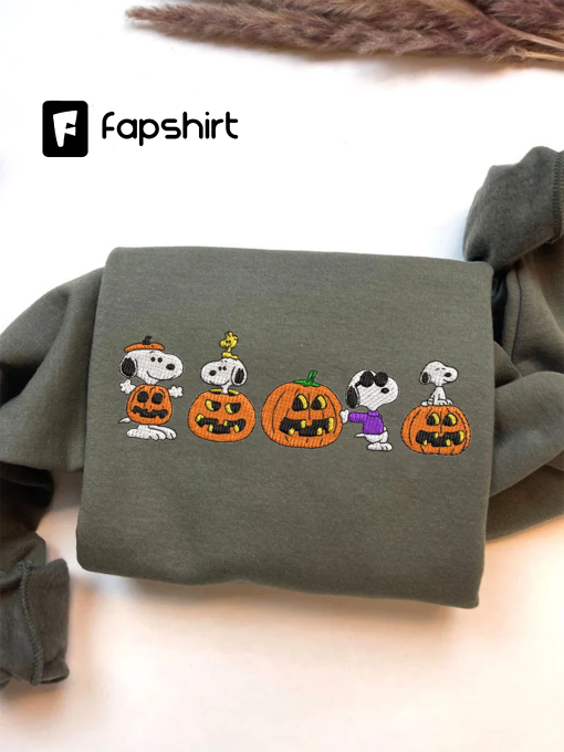 Halloween Cartoon Dog Embroidered Shirt, Halloween Embroidered Sweatshirt, Halloween Shirt, Funny Cartoon Dog Embroidered Shirt