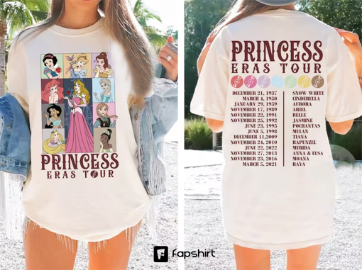 Vintage Princess Eras Tour Double-Sided Shirt, Princess Royal Tour Shirt, Disney Princess Shirt, Disney World Shirt, Disney Girl Trip Shirt